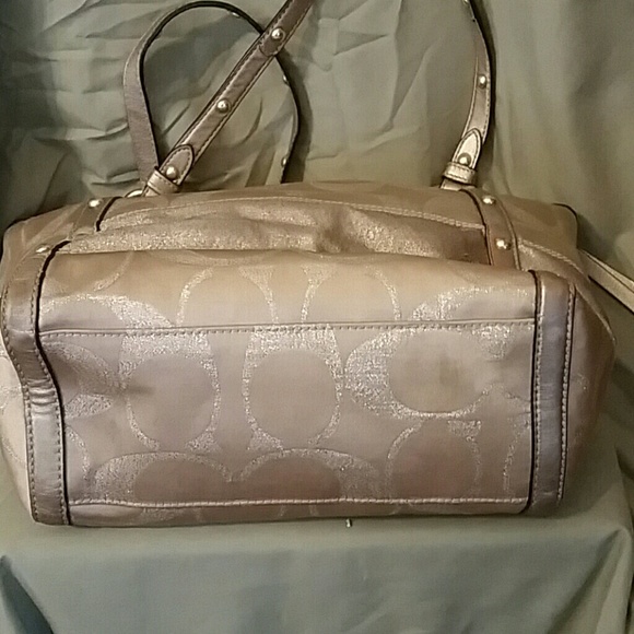 Coach Bags Coach Metallic Signature Gold Leather Lurex Tote Poshmark
